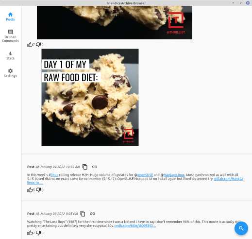 Friendica Archive Browser Screenshot